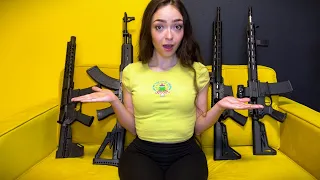 ASMR POV Showing Your Dumb Girlfriend Your Gun Collection Tapping Whispering Sounds for Relaxing