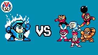 Fake Heat Man VS  MM1 Robot Masters - NERF version Test | Mega Man CPU Battle