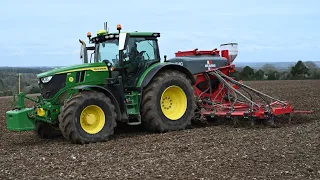 Seed Drilling with John Deere 6R 215 & Weaving Sabre Tine - Loading with Kramer