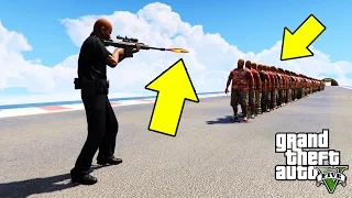 لن تتخيل ماذا فعل سلاح السنايبر في قراند 5 بمئة شخص | GTA V Sniper vs 100 People