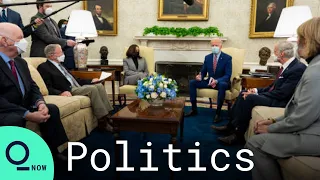 Biden Meets With Senators In Oval Office to Discuss Infrastructure