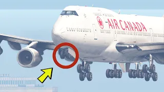 Terrifying Moment As The Boeing 747 Front Gear Got Stuck Upon Landing [XP11]