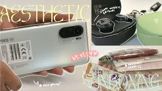 aesthetic unboxing with me! ft. xiaomi poco f3, xiaomi wireless earbuds + aesthetic cases