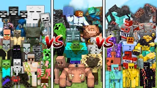 MINECRAFT MOBS vs MUTANT MOBS vs GOLEMS in Minecraft Mob Battle