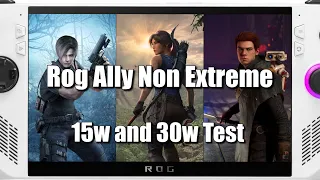 Asus Rog Ally Non Extreme | AMD Ryzen Z1 | 3 Game Performance Test! 15W - 30W