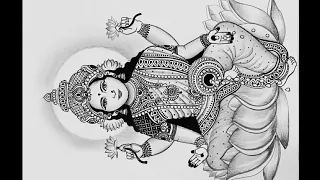 Varmahalakshmi special/How to draw a beautiful drawing of Goddess Lakshmi using pencil shading & pen