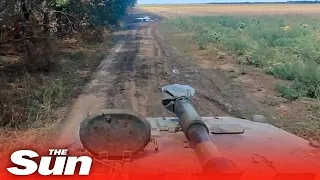 Ukrainian marines destroy multiple Russian vehicles with tank strikes