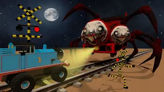 【踏切アニメ】あぶない電車 HELL CHARLES vs THOMAS MONSTER TRAIN 🚦 Fumikiri 3D Railroad Crossing Animation #3