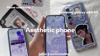 Aesthetic android phone setup with me+decorate the case | Samsung galaxy a54 5g👾☁️✨️