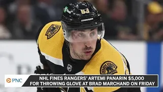 NHL Fines Artemi Panarin $5,000 For Throwing His Glove At Brad Marchand