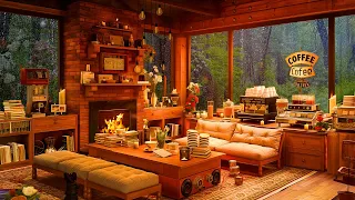 Soothing Jazz Instrumental Music ☕ Rainy Day & Cozy Coffee Shop Ambience for Relaxing, Work, Study