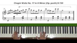 Chopin Waltz No. 19 in A minor, KK.IVb, No. 11, B.150 Piano Tutorial