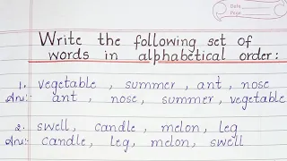Write the following set of words in alphabetical order