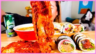 THE SPICIEST KIMCHI IN THE WORLD (silvi kimchi) + KOREAN KIMBAP ROLLS + CUP RAMEN NOODLES l MUKBANG
