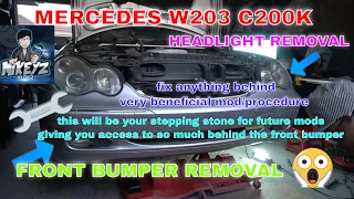 MERCEDES BENZ W203 MODS FRONT BUMPER and HEADLIGHT removal