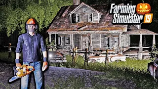 HAUNTED CAMPING! EXPLORING THE CHAINSAW MASSACRE'S HOUSE! (PART 2) | FARMING SIMULATOR 2019