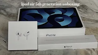 💙✨ iPad Air 5 (Blue) + Apple Pencil 2 + AirPods Pro unboxing ✏️