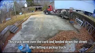 American Truck Drivers -  No. 4 Truck goes over the curb and lands down the street | Bad Moments