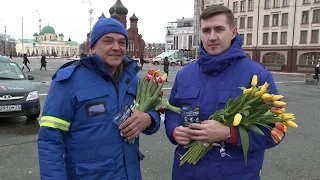 Поздравление клиенток с 8 марта на  АЗС «Газпром» в Тульской области