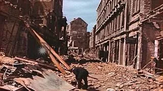 German civilians search in the rubble of buildings destroyed by bombing in Cologn...HD Stock Footage