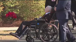 Jimmy Carter stays by wife Rosalynn's side to the end as she gets buried in Plains
