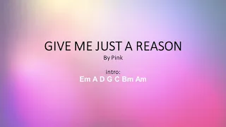 Give Me Just A Reason by Pink ft Nate Ruess - Easy acoustic chords and lyrics