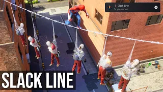 Slack Line Trophy (Stealth Takedown 25 Enemies In Stealth From The Web Line) - Marvel's Spider-Man 2