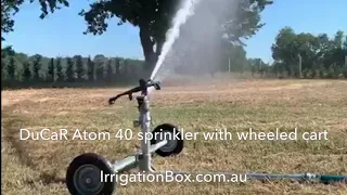 DuCaR Atom 40 irrigation sprinkler with 2” wheeled cart