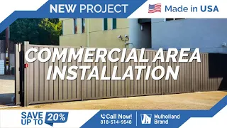 Large Sliding Gate, Fence Panels, Wall toppers installed in commercial area in Hollywood, CA