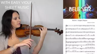 BELIEVER BY IMAGINE DRAGONS | EASY VIOLIN TUTORIAL with SHEET MUSIC