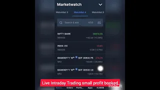 Live Intraday Trading Small Profit Booked #shorts #banknifty #intradaytrading #today