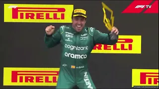 FERNANDO ALONSO CELEBRATING ON THE PODIUM | Formula 1