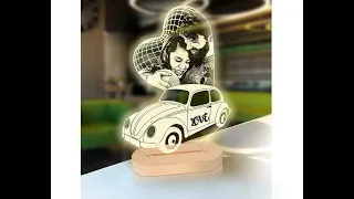 Personalised Photo 3D Lamp Engraving Wooden Base Custom