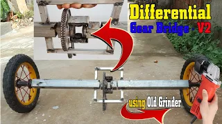 Build a Differential Gear using Old Grinder - V2 ( Project electric car)