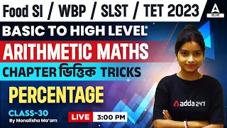 Percentage in Bengali | Arithmetic Math for Food SI, WBP, SLST, TET 2023 | Class 30