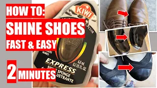 HOW TO: Shine Shoes - FAST & EASY in 2 Minutes using  KIWI Express Shoe Shine Sponge