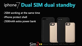 Two SIM Both Online Dual SIM Adapter + Extra Battery Cases for iPhone6(s)/6(s)plus/7/7plus