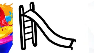 Slide Drawing, Painting and Coloring | Swing Cradle #slide #playground #drawing#swing