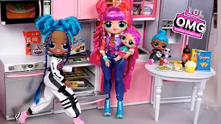 LOL OMG Doll Family Slumber Party with Little Sisters - Titi Toys Barbie Story