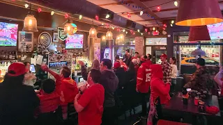 Kansas City Chiefs fans react to Super Bowl game winning play. 🏆