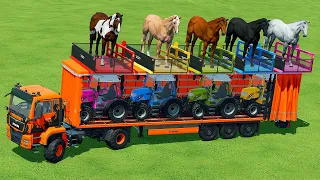 LOAD & TRANSPORT HORSES and MINI RIGITRAC TRACTORS with MAN TRUCK - Farming Simulator 22