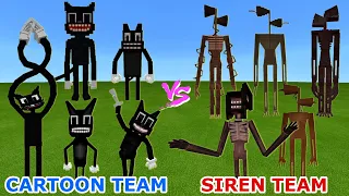 CARTOON CAT TEAM vs. SIREN HEAD TEAM in Minecraft | Epic Team-Up Battle | Trevor Henderson Creatures