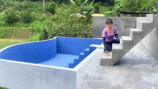 Swimming Pool Cement Plastering, Build Stairs To The Pool, OFF GRID FARM - My Bushcraft