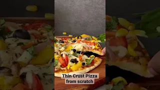 Homemade thin crust pizza from scratch