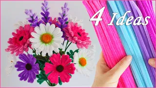 4 Ideas DIY flowers made of chenille wire. Flowers Pipe Cleaners