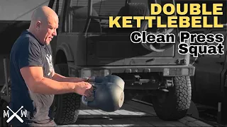 The Hercules Maker | Kettlebell 82 Double Clean Press Squat