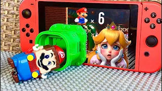 Lego Mario enters the Nintendo Switch - Bowser's castle and tries to save Peach with 6 lives!