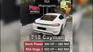 Porsche 718 Cayman RSA Stage1 350HP 460NM | Stock: 300hp - 380 NM | 0-100kmh | 100 - 200 kmh |