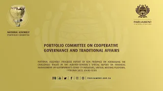 Portfolio Committee on Cooperative Governance and Traditional Affairs, 11th May 2022