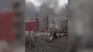 Бородянка после обстрела русской армией. Borodyanka after shelling by the Russian army. 03.03.2022
